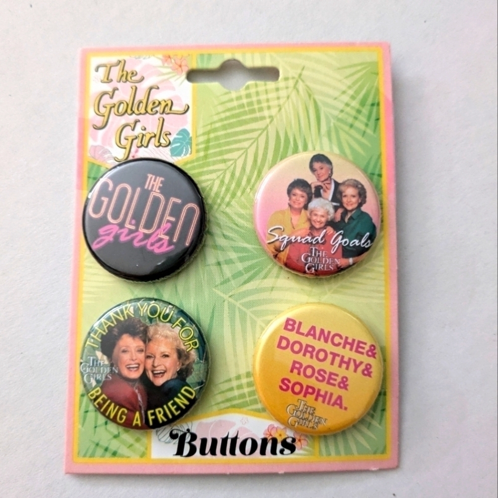 The Golden Girls Set Of 4 Pin Back Buttons - Brand New